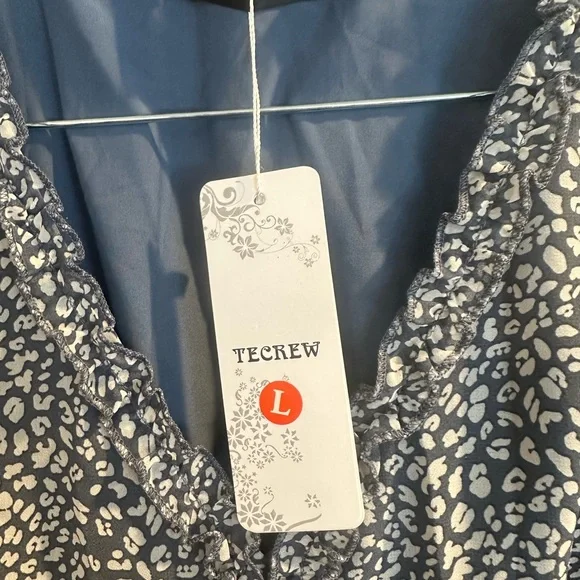 TECREW Womens Summer Boho Floral V Neck Ruffle Short Sleeve Midi Dress F… - Picture 6 of 6